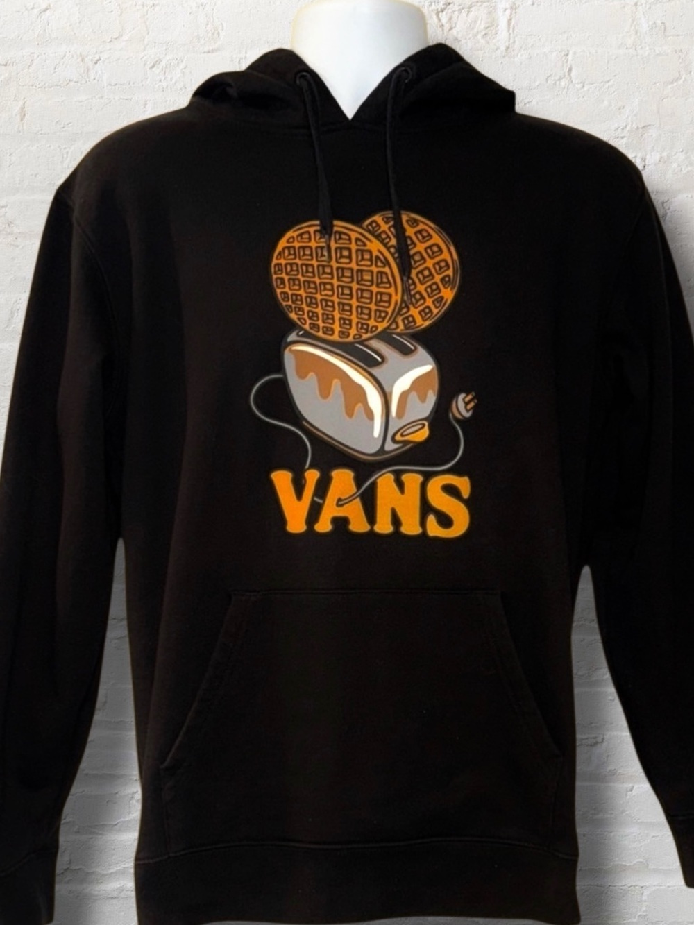 Vans Toaster Waffle Hoodie Black Kangaroo Pocket Size - Small